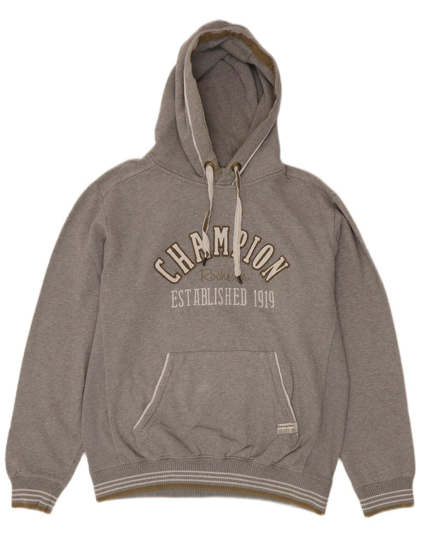 Felpa con cappuccio grafica da uomo Champion XL in cotone a righe grigie