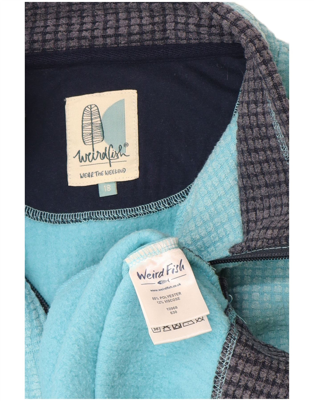 Maglione in pile oversize da donna con collo con zip Weird Fish UK 18 XL Poliestere blu