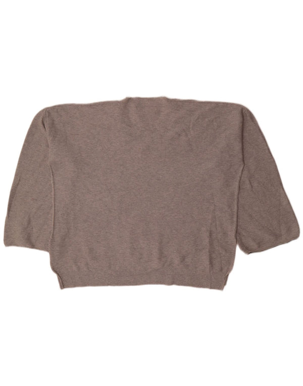 Maglione con scollo a V da donna Marks & Spencer UK 22 3XL Cotone chiazzato grigio