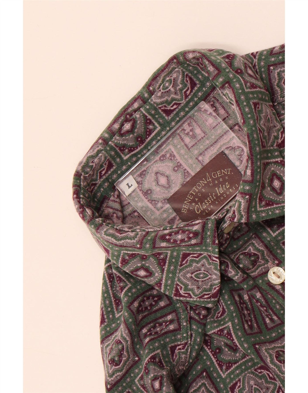 Camicia Benetton Uomo Large Multicolore Geometrico