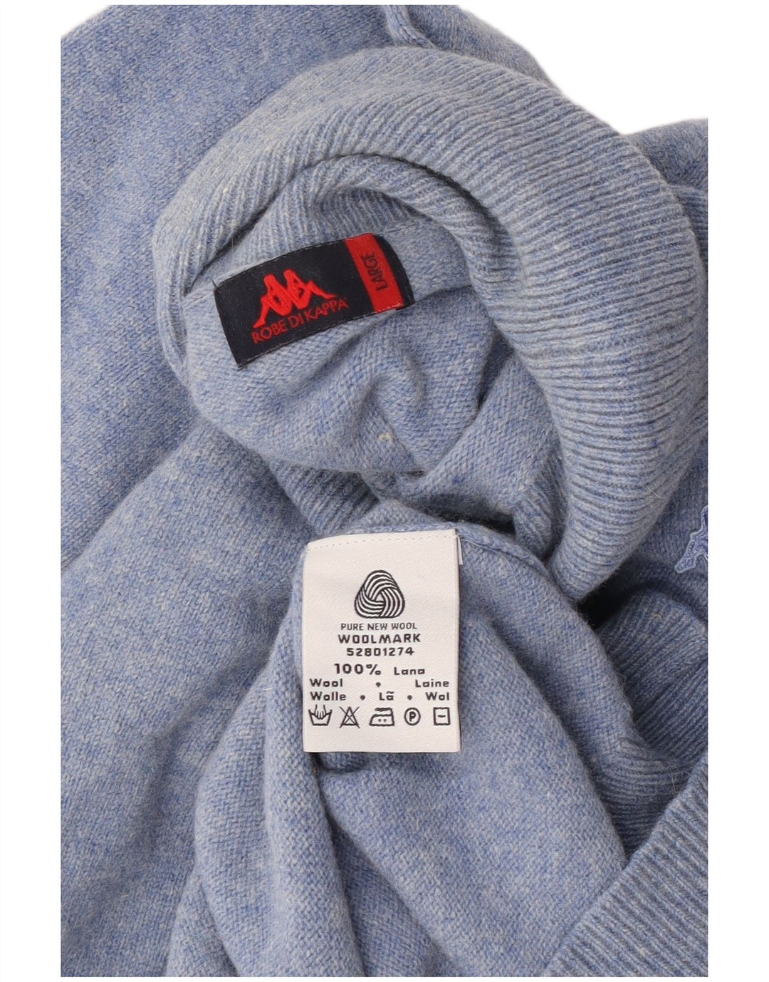 Maglione Kappa da uomo a collo alto, maglione grande, in lana screziata blu