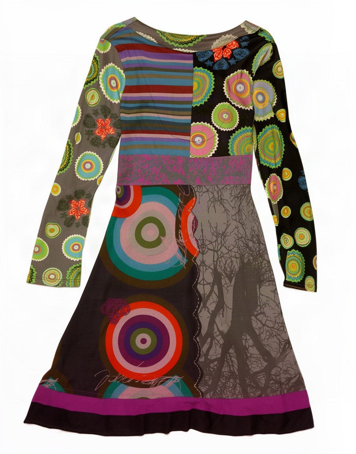 Desigual Abito da donna a trapezio con motivo astratto UK 12 medio multicolore