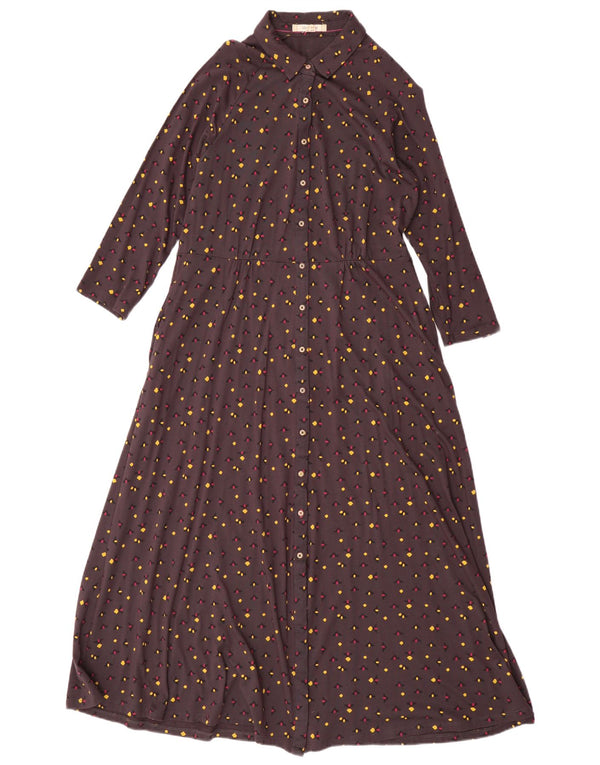 Abito maxi camicia da donna con maniche a 3/4 di White Stuff UK 10 Piccolo grigio maculato