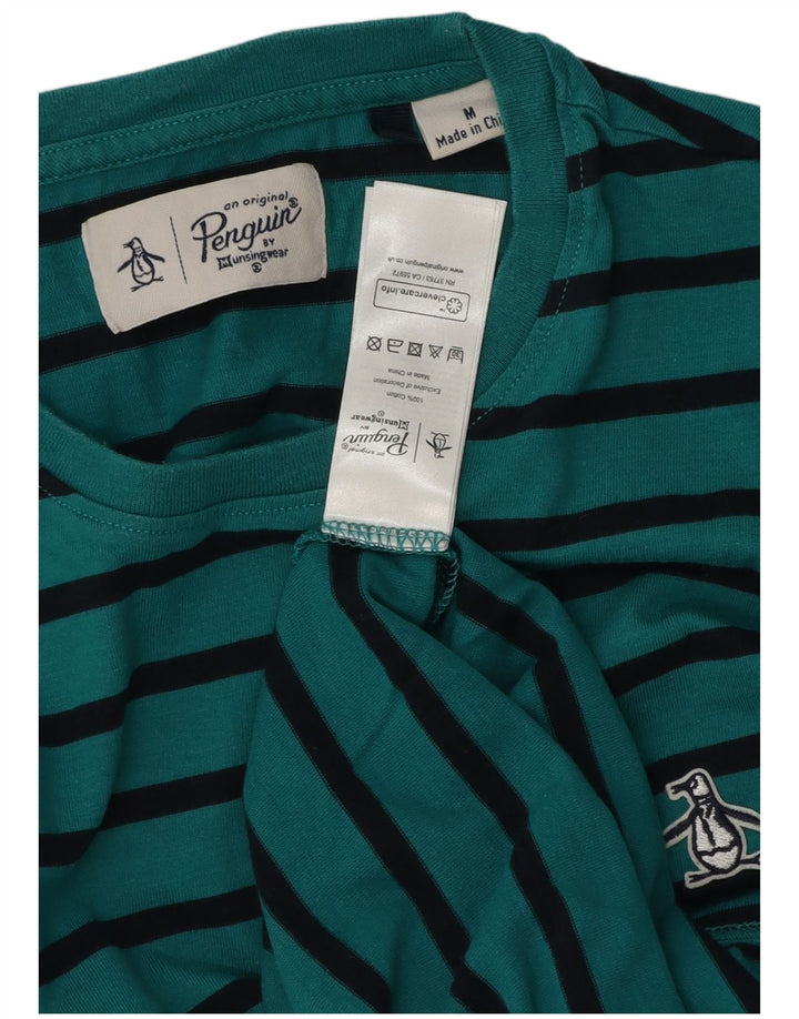 T-shirt da uomo Penguin Top in cotone a righe verde medio