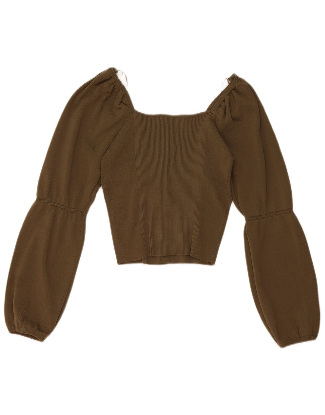 Top Zara da donna a maniche lunghe con spalle scoperte UK 12 nylon kaki medio