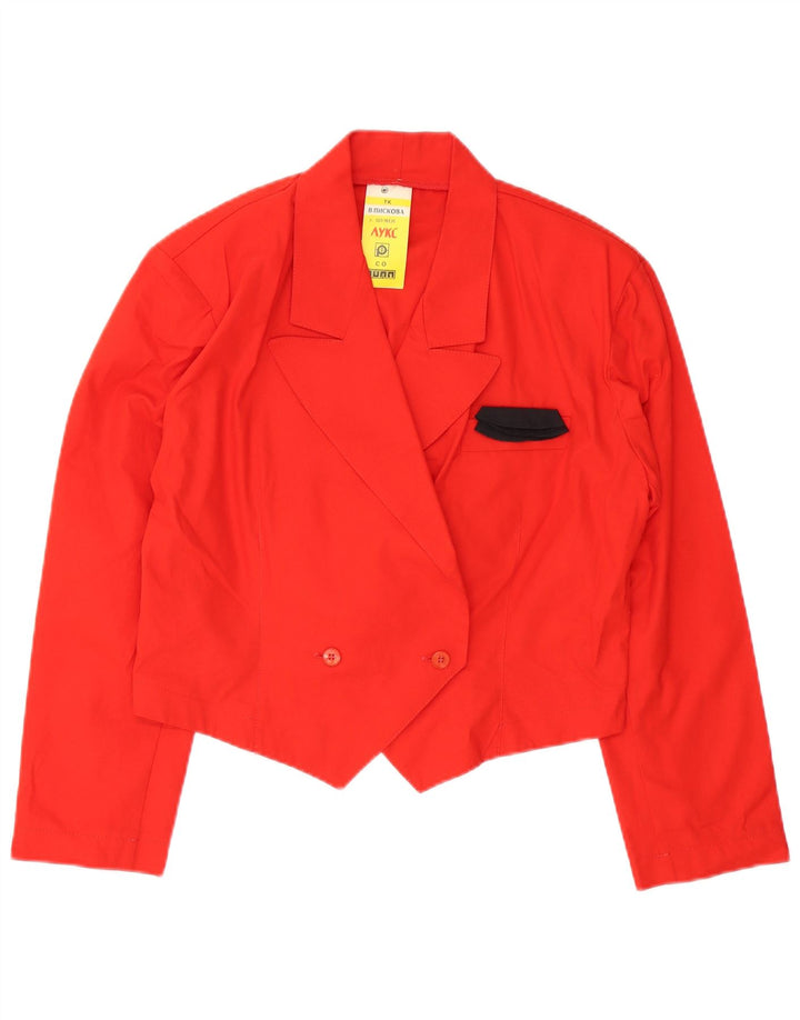 Giacca blazer doppiopetto vintage da donna UK 16 grande rossa