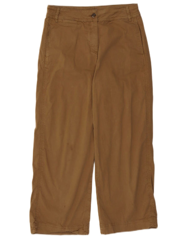 Jigsaw Womens Wide Leg Cropped Trousers UK 10 Small W27 L24 Brown Cotton