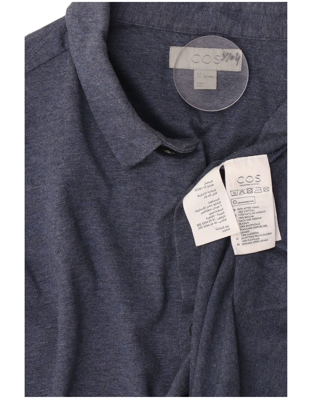 Camicia Cos da uomo grande in cotone blu navy