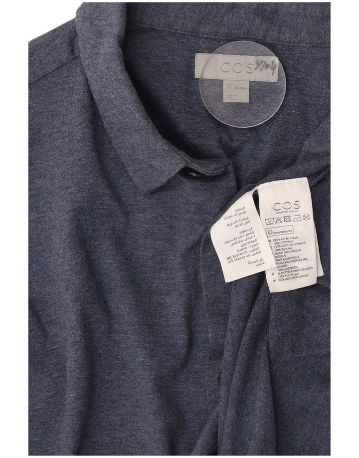 Camicia Cos da uomo grande in cotone blu navy