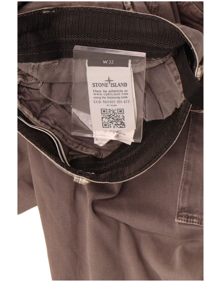 Pantaloni cargo dritti da uomo Stone Island W32 L34 in cotone grigio