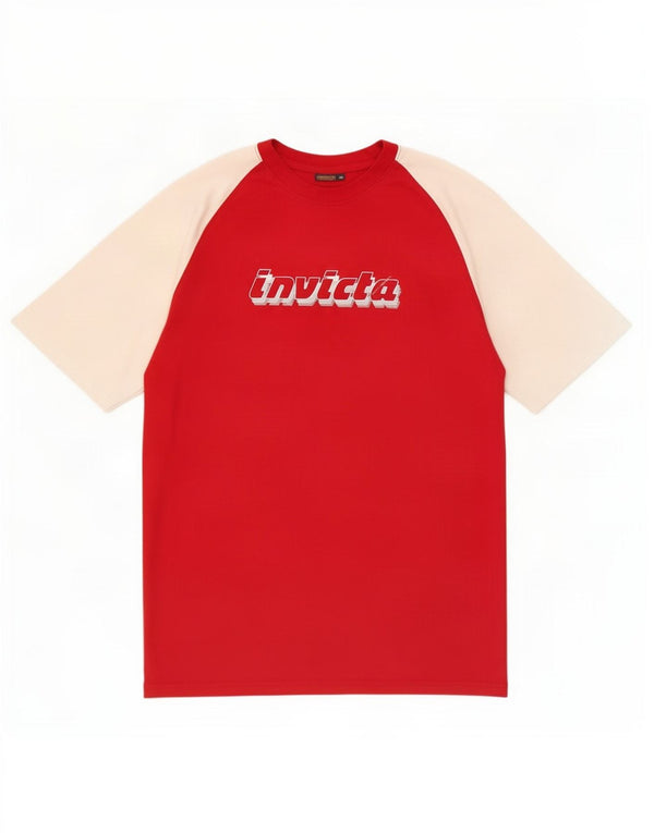 T-shirt grafica da uomo Invicta Top XL in cotone color block rosso