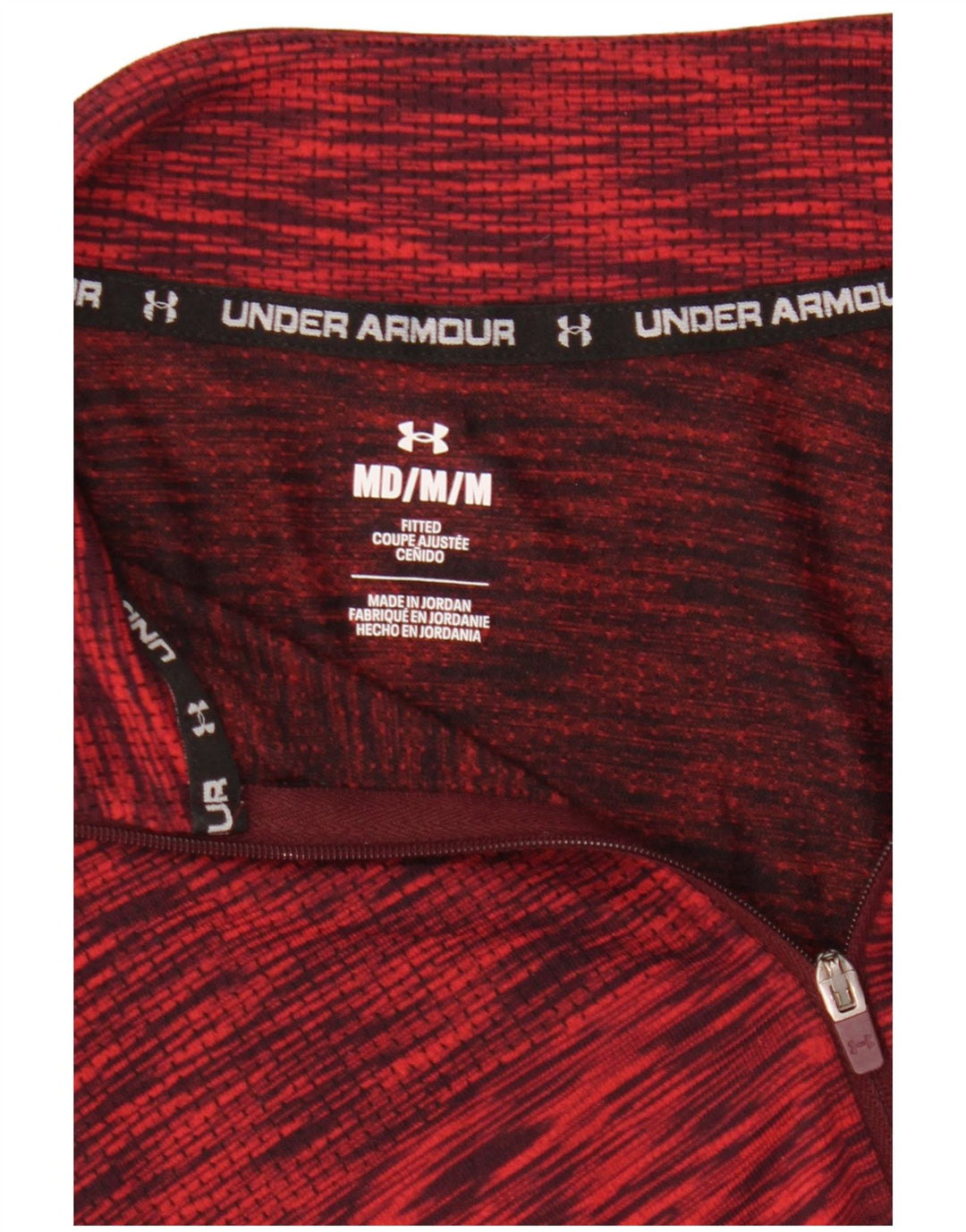 Maglia da ginnastica Under Armour da uomo con zip e collo rosso medio chiazzato