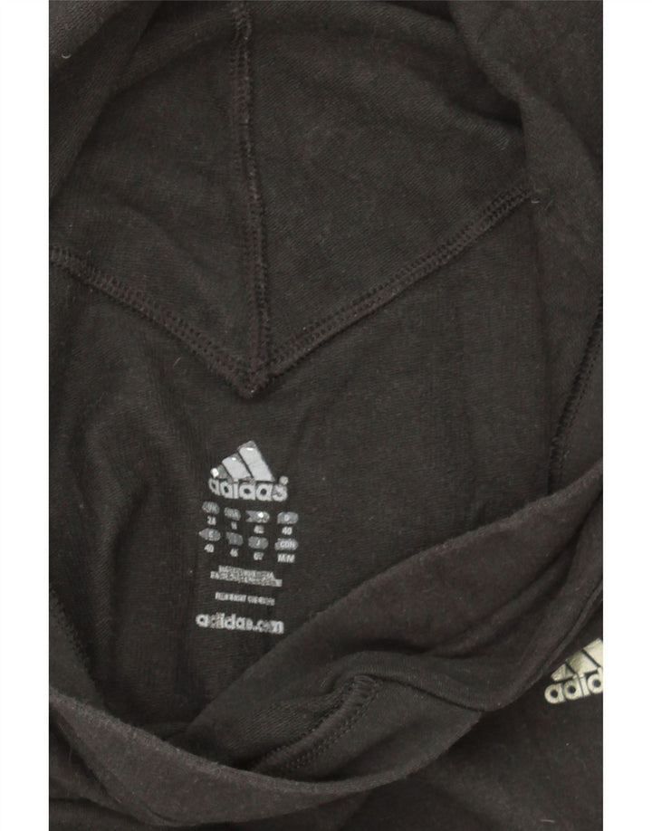 ADIDAS Womens Crop Hoodie Jumper UK 14 Medium Black Vintage Adidas and Second-Hand Adidas from Messina Hembry 