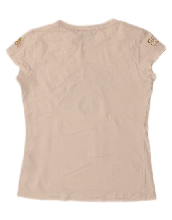 T-shirt grafica da donna Adidas Top UK 16 grande cotone bianco