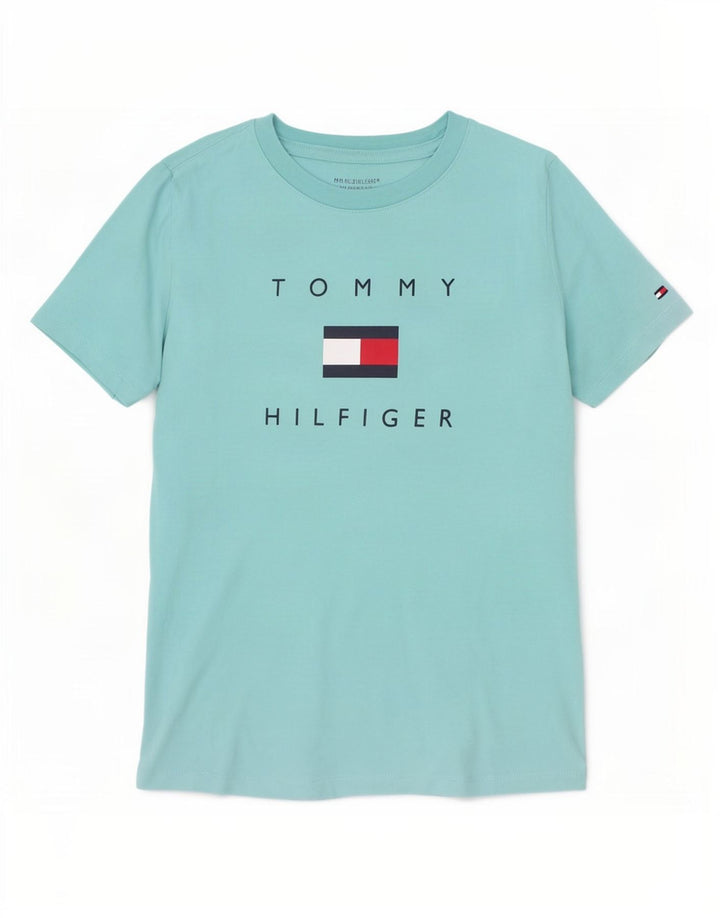 T-shirt grafica per ragazzi Tommy Hilfiger Top 8-9 anni in cotone blu medio
