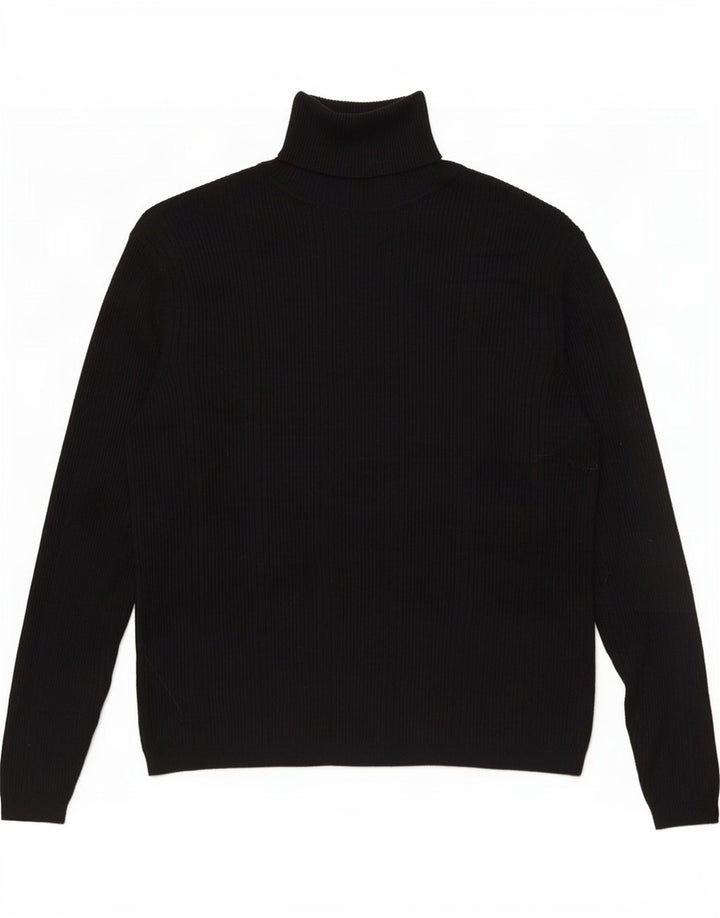 Maglione maglione a collo alto da donna Marks & Spencer UK 12 viscosa nera media