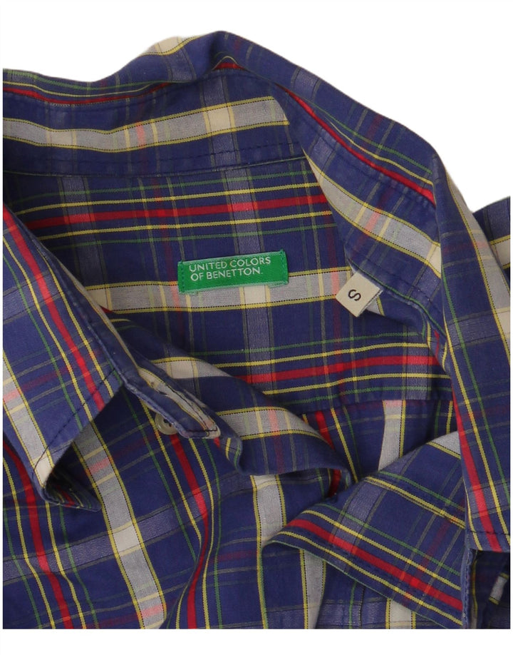 Camicia da uomo Benetton a quadri piccoli blu navy