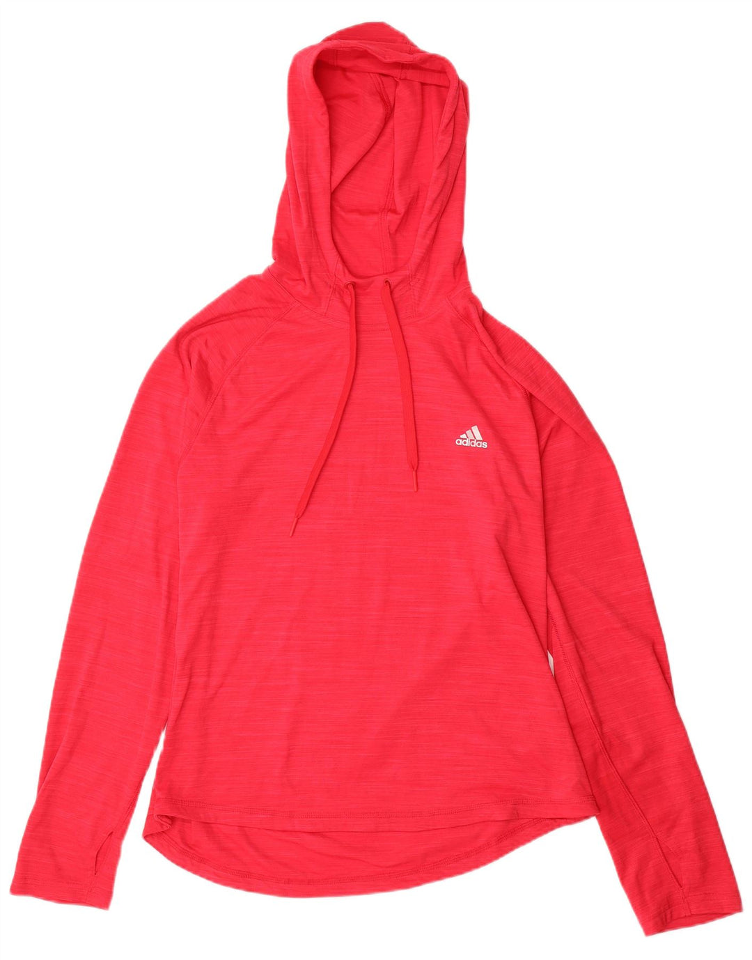 Top ADIDAS da donna Climalite con cappuccio a maniche lunghe UK 16/18 Large Rosso screziato