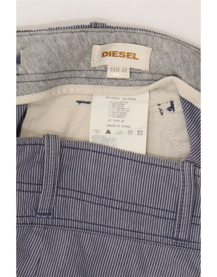 Pantaloncini casual da uomo Diesel W32 grandi in cotone a righe blu