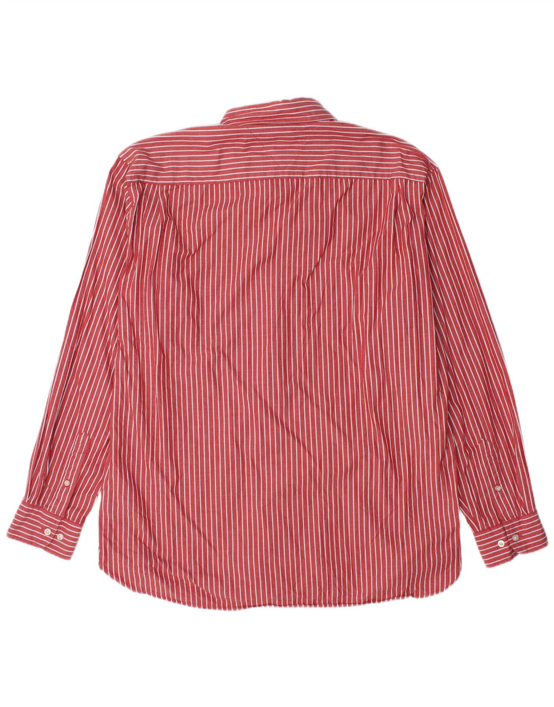 TOMMY HILFIGER Mens Shirt Large Red Pinstripe Cotton