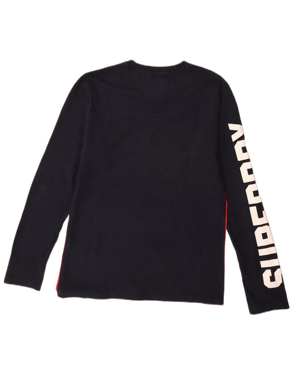 Top grafico da uomo Superdry a maniche lunghe in cotone color block rosso grande