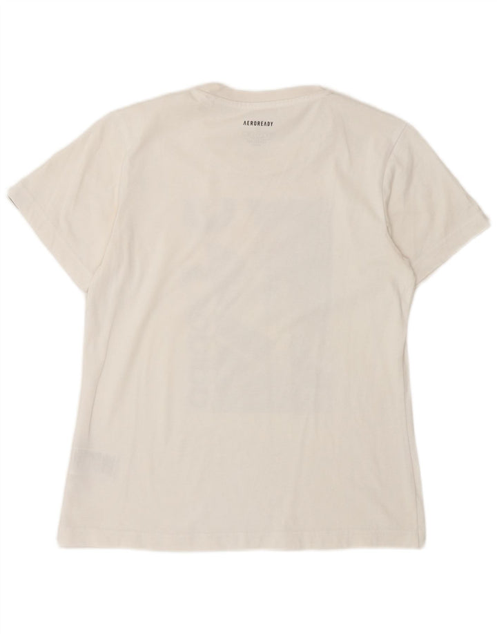 T-shirt grafica ADIDAS da donna Aeroready UK 8/10 piccola in cotone bianco