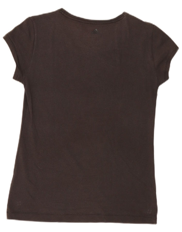 T-shirt grafica Adidas Climalite da donna Top UK 4/6 XS cotone marrone