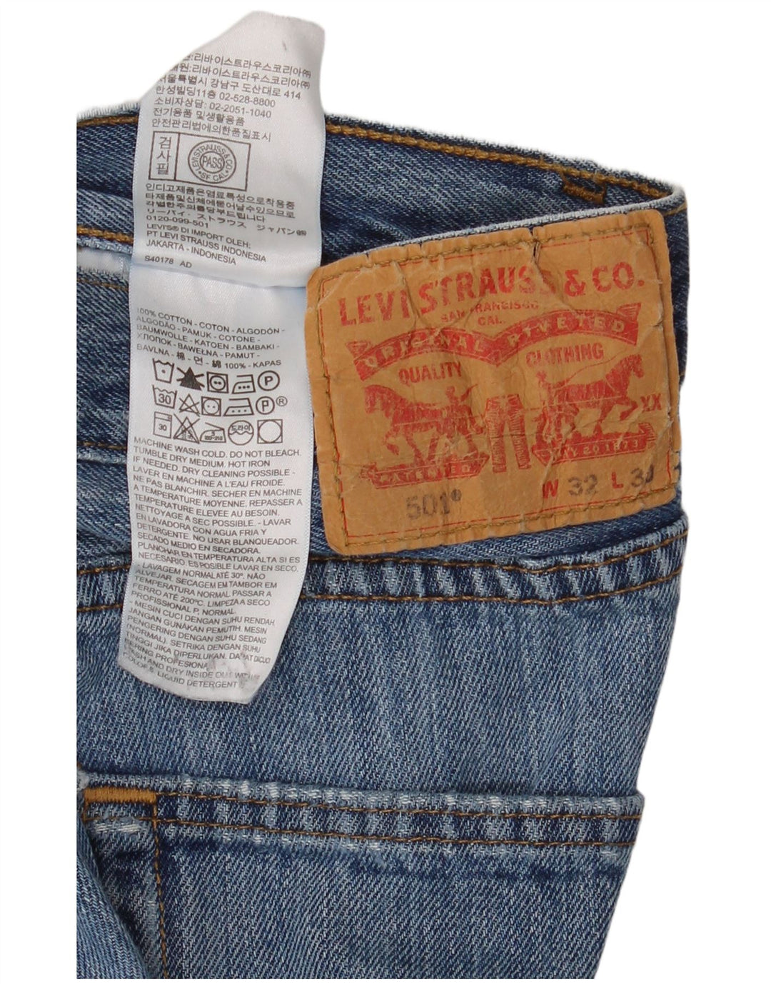 Levi's Uomo 501 Jeans dritti W32 L30 Cotone Blu