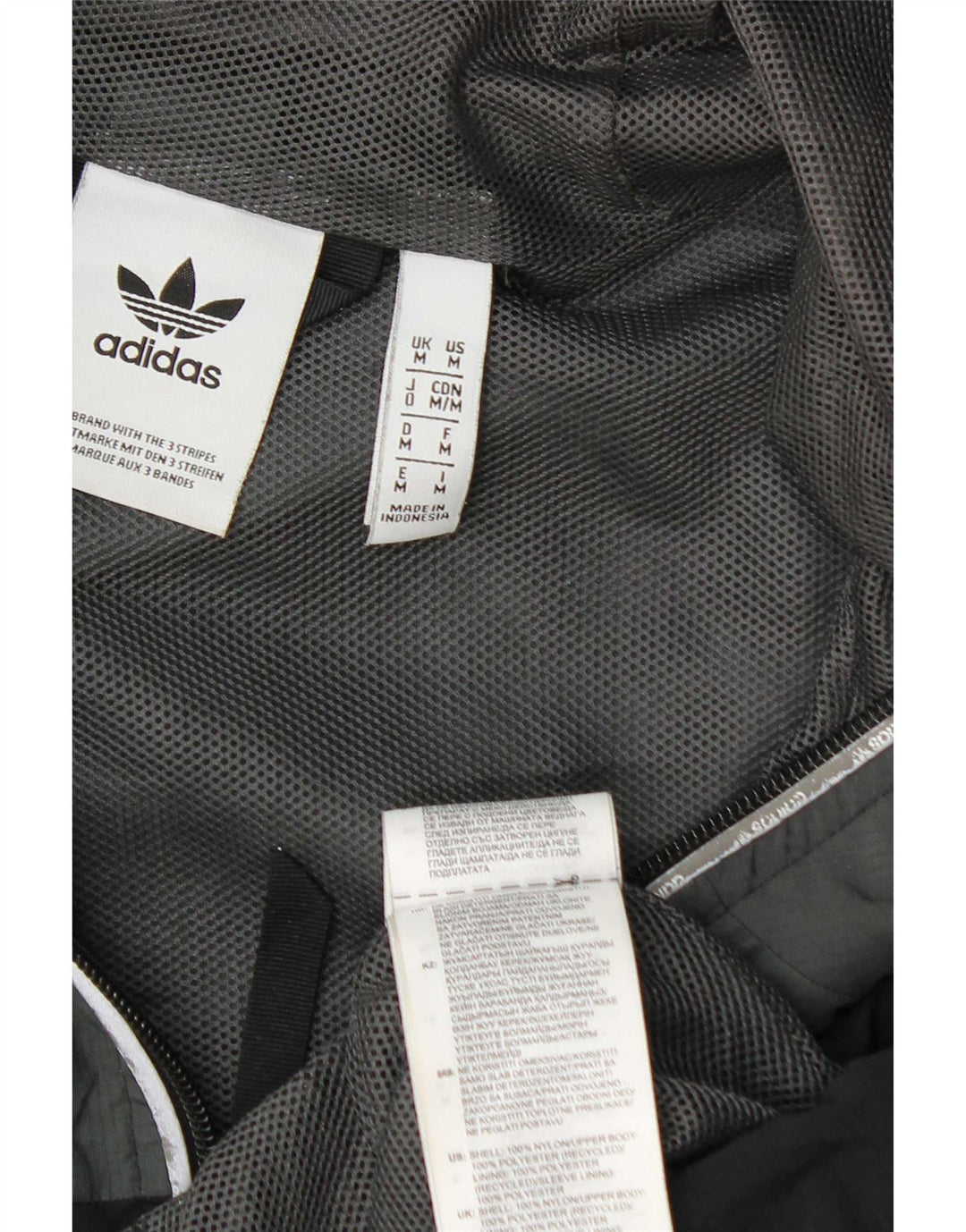 Giacca antipioggia da uomo Adidas con cappuccio UK 38 Nylon color block grigio medio