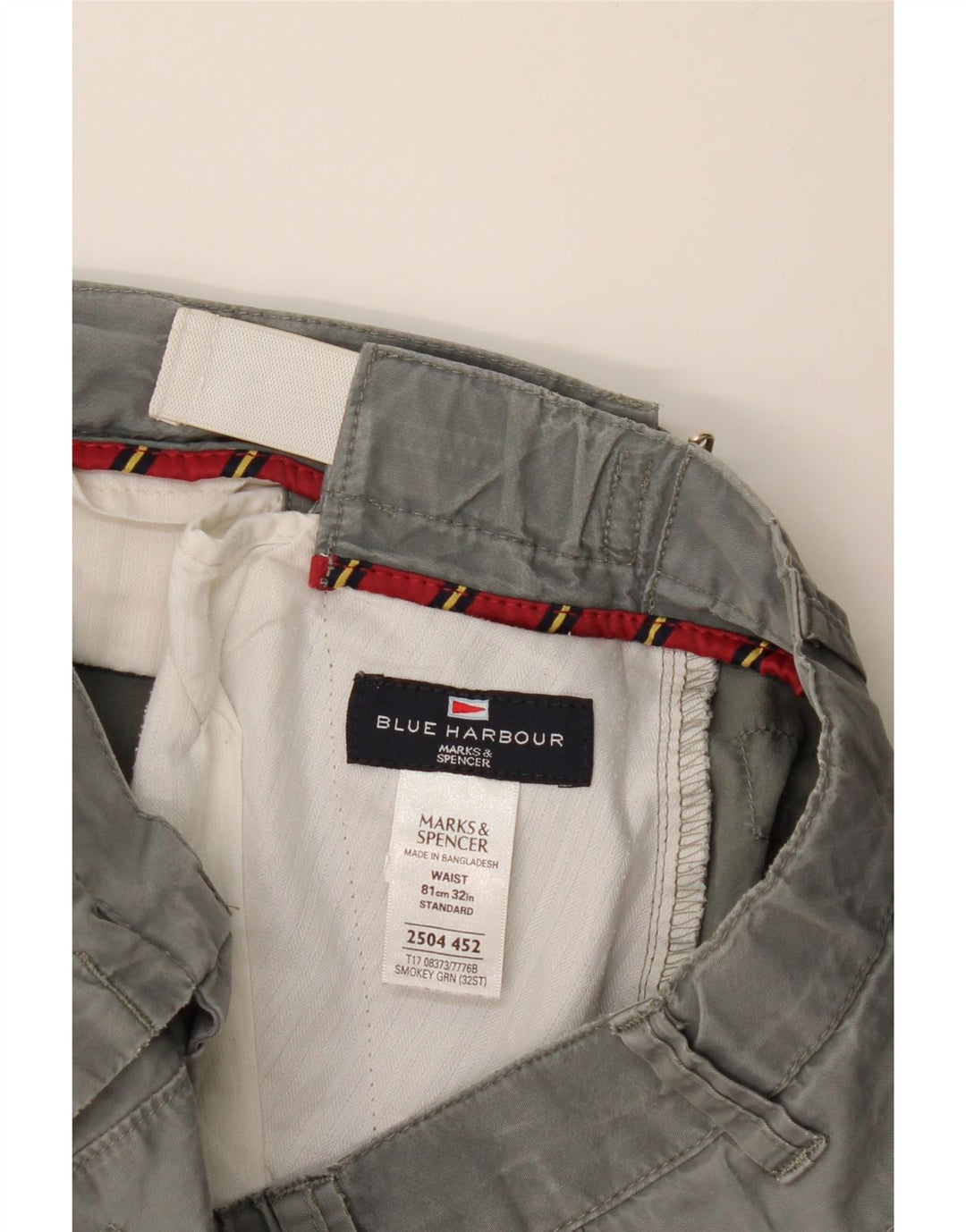 Pantaloncini chino da uomo Marks & Spencer W32 cotone grigio medio