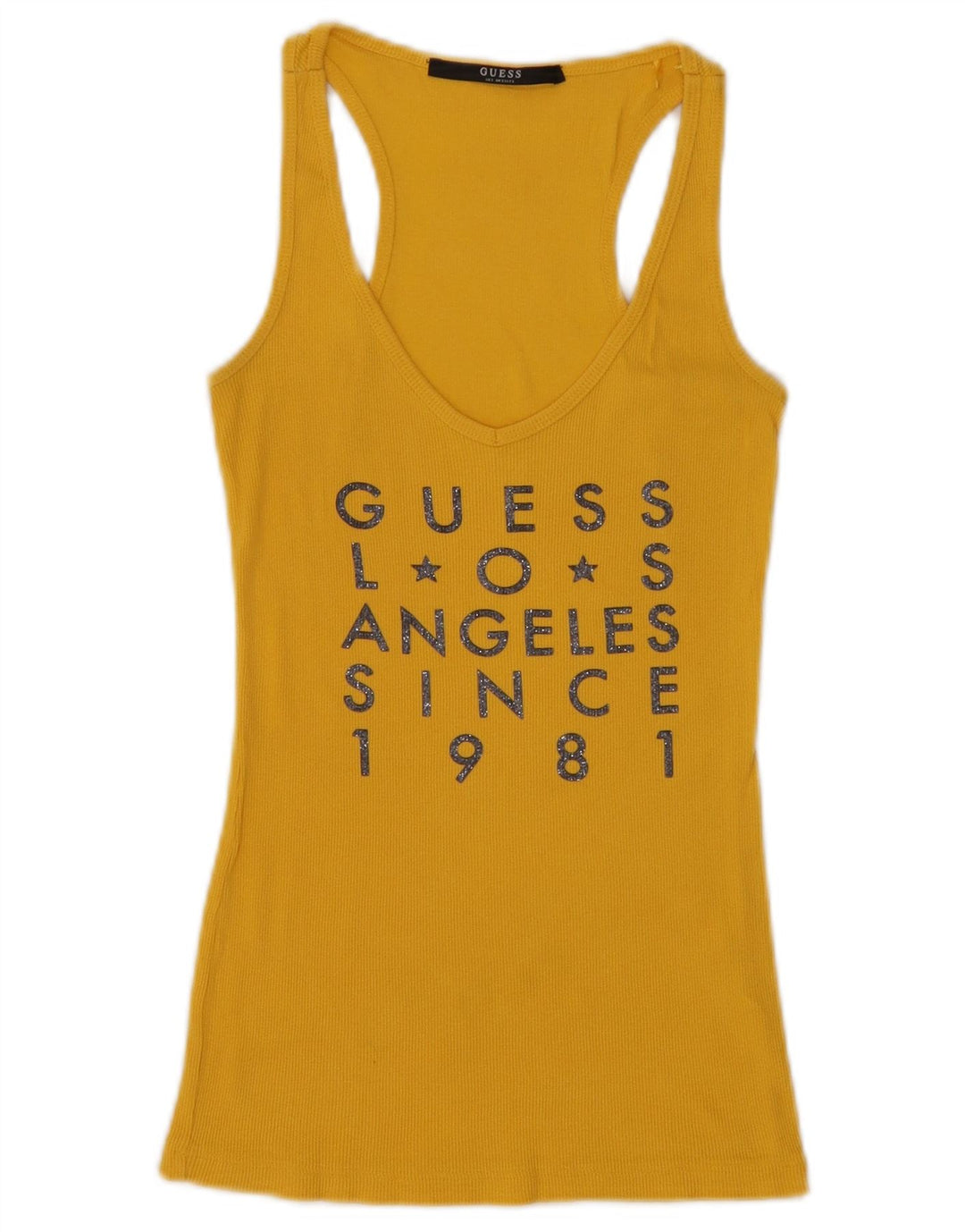 Canotta grafica da donna Guess UK 8 piccola gialla