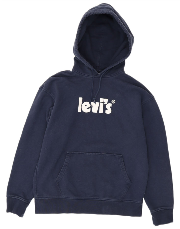 Levi's Felpa con cappuccio grafica rilassata da uomo in cotone medio blu navy
