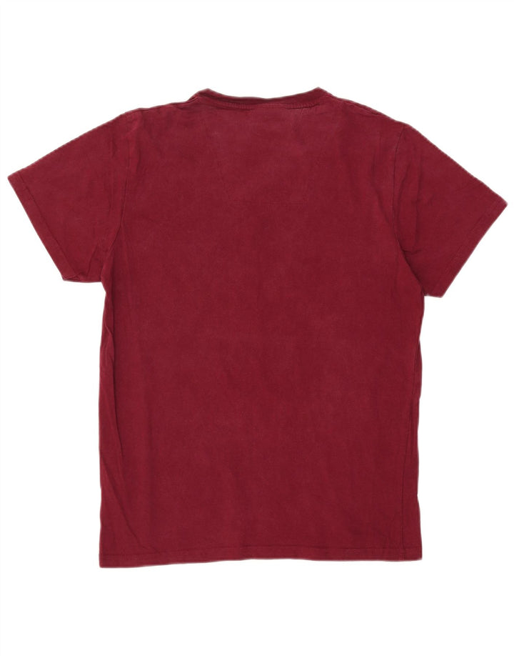 PIERRE CARDIN T-shirt da donna Top UK 14 Medium Maroon Cotton