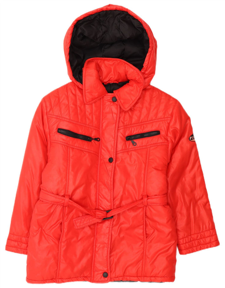 Giubbotto Imbottito Vintage Bambina con Cappuccio 15-16 Anni Rosso in Poliammide