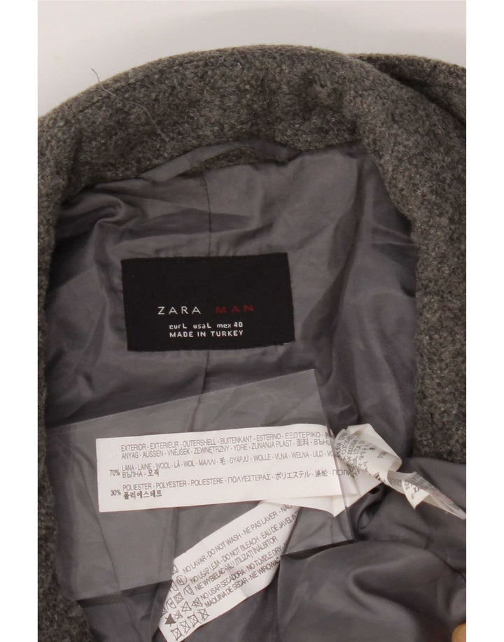 Cappotto da marinaio da uomo Zara UK 40 grande in lana grigia