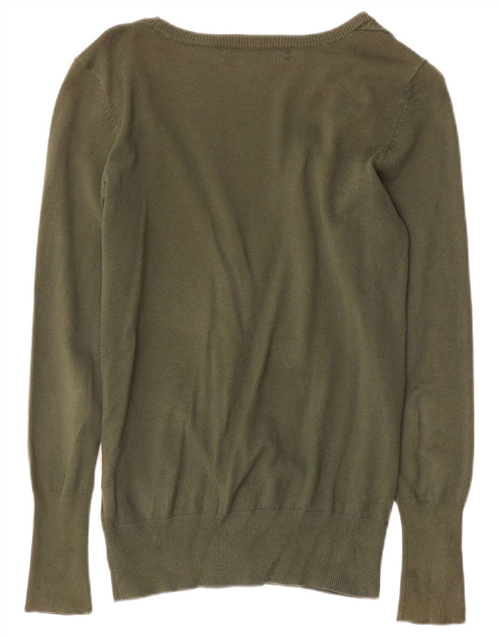 Maglione cardigan da donna Zara UK 12 cotone kaki medio