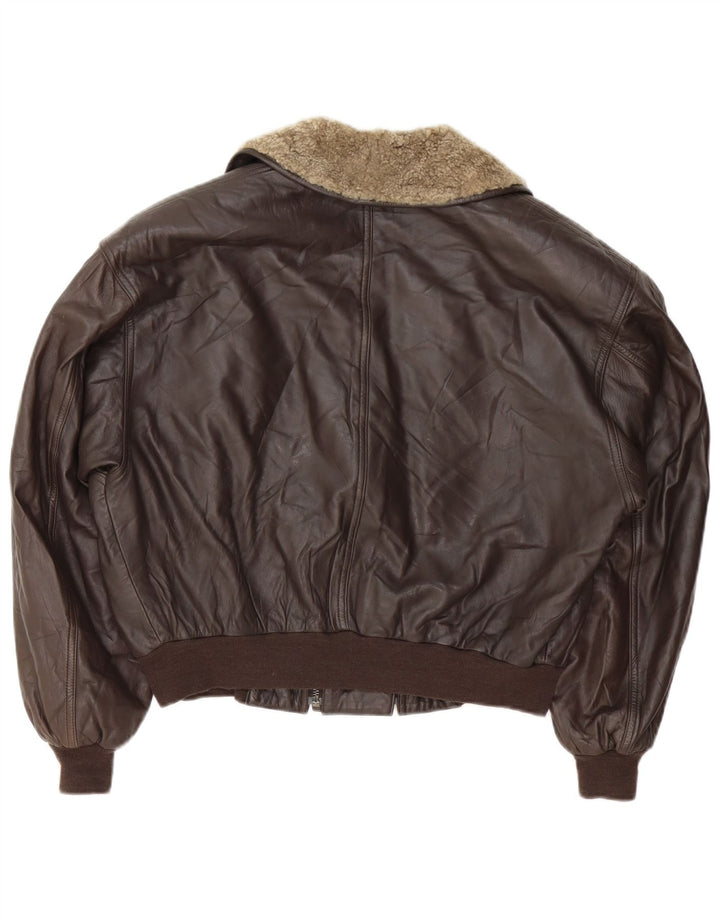 Giacca in pelle oversize corta da donna Ambiente UK 12 Pelle marrone medio