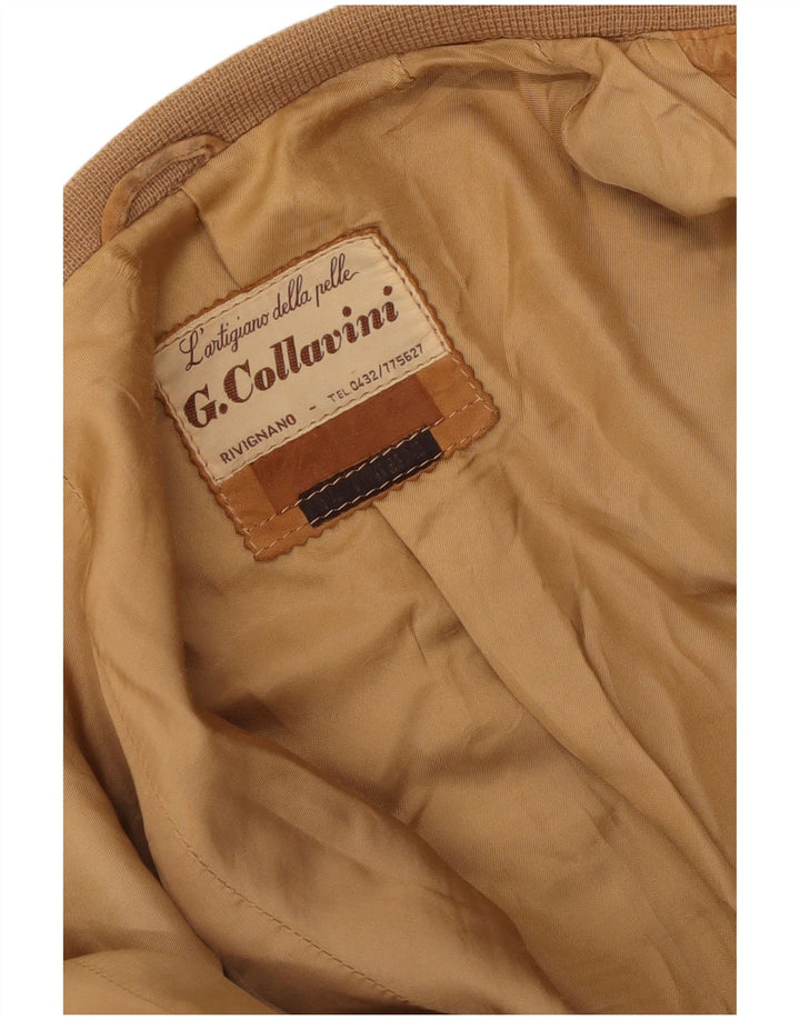 Giubbotto bomber in pelle scamosciata vintage da uomo UK 36 piccolo beige