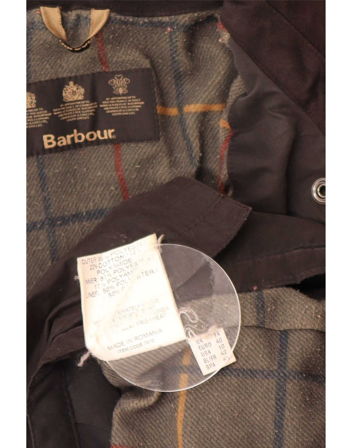 Giacca da donna in cotone cerato Barbour UK 14 grande poliestere marrone