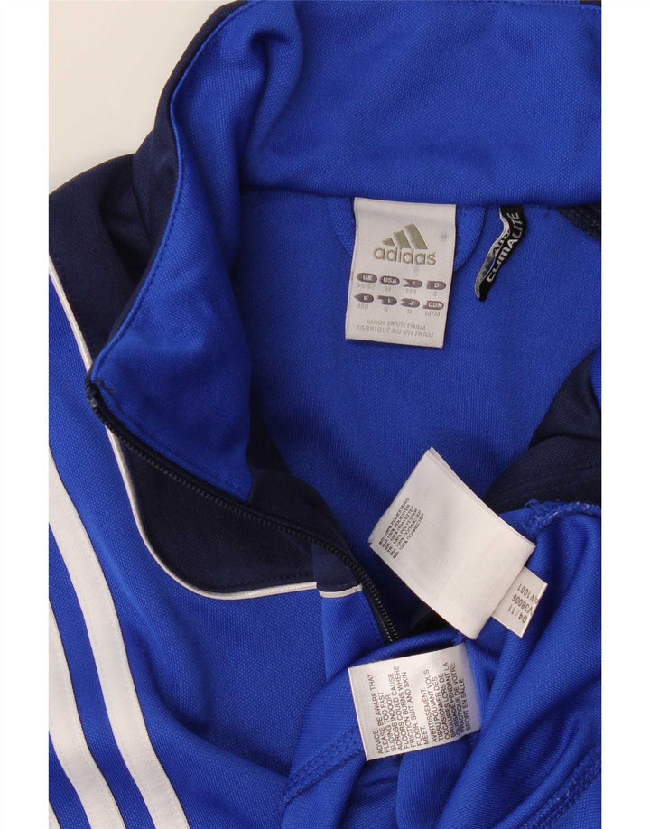 Adidas Uomo Climalite Pullover Tuta Top Blu Medio Colorblock
