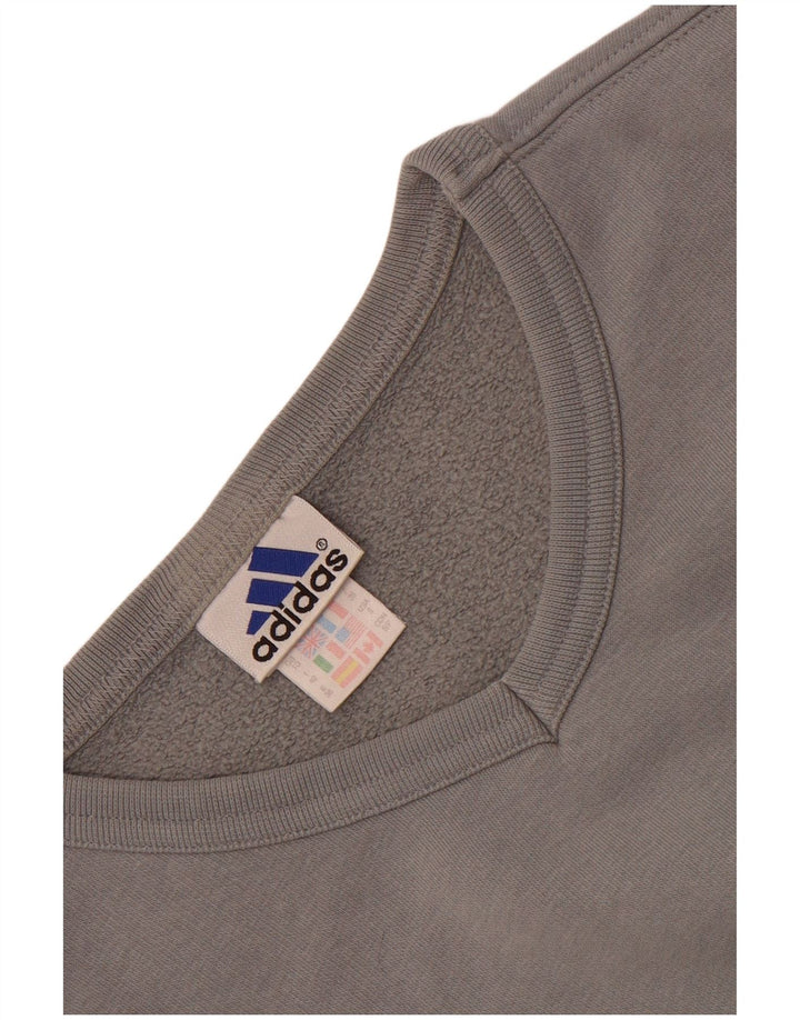 Felpa oversize da donna Adidas maglione UK 10 piccolo cotone grigio