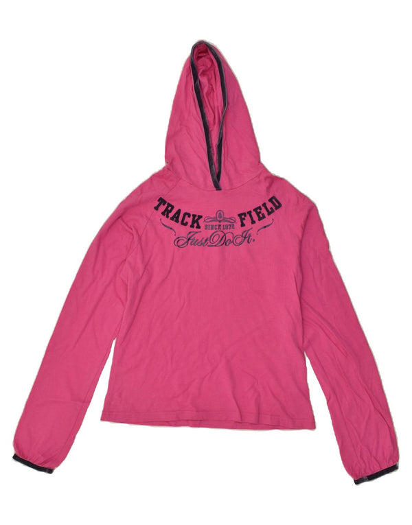 Top grafico NIKE da bambina con cappuccio a maniche lunghe 13-14 anni XL in cotone rosa