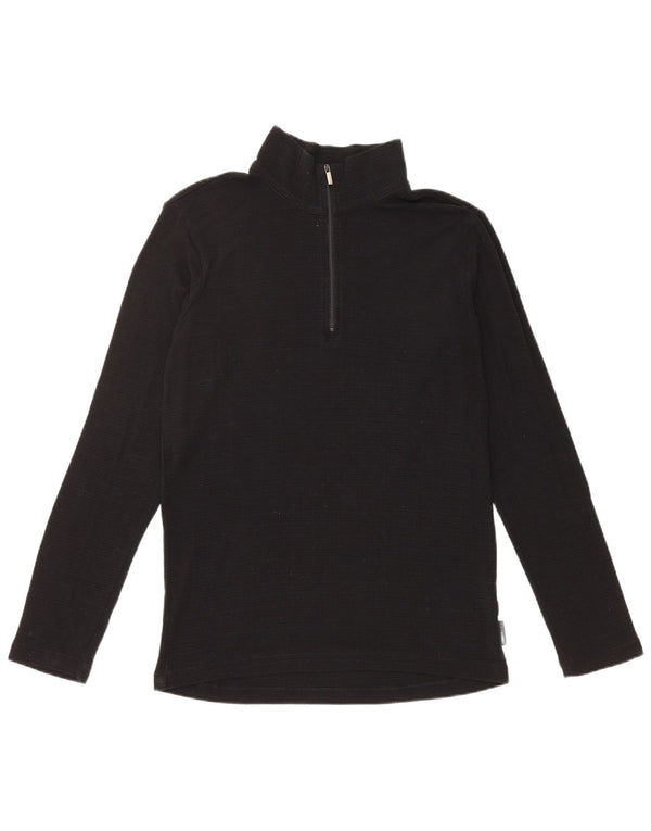 CERRUTI Womens Zip Neck Top Long Sleeve UK 14 Medium Black Viscose