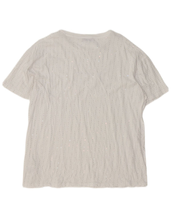 Guess T-shirt grafica da donna Top UK 16 Large in cotone bianco