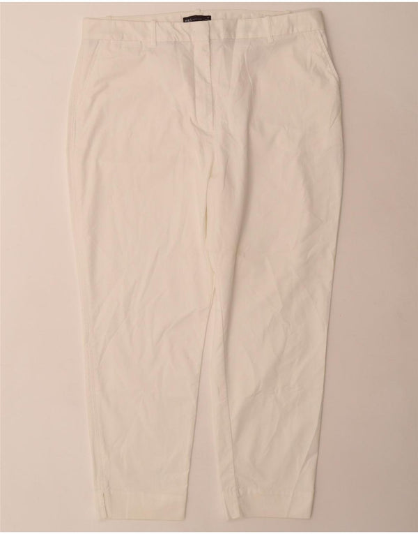 Pantaloni chino regolari da donna Marks & Spencer UK 18 XL W36 L28 Bianco