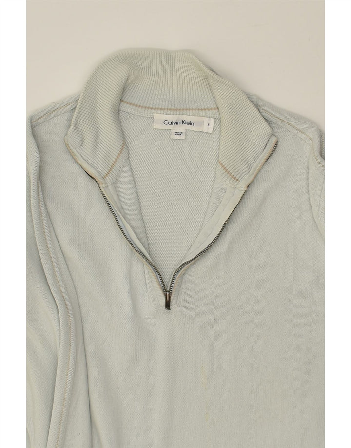 CALVIN KLEIN Mens Zip Neck Jumper Sweater Small Grey Cotton | Vintage Calvin Klein | Thrift | Second-Hand Calvin Klein | Used Clothing | Messina Hembry 