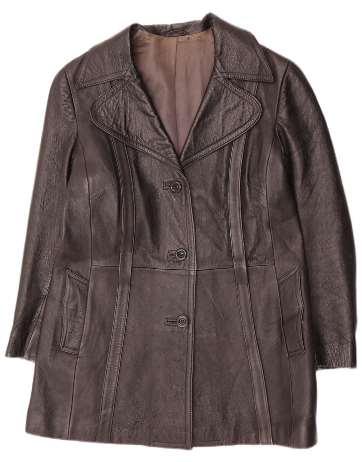 Giacca in pelle vintage da donna UK 14 media nera