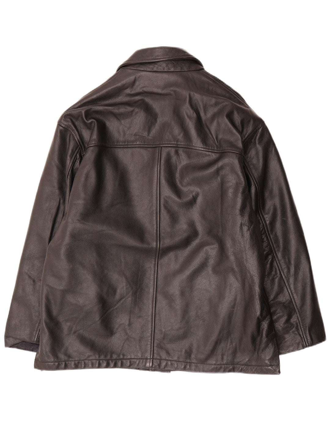 Giacca blazer in pelle vintage da uomo a 3 bottoni IT 48 in pelle nera media