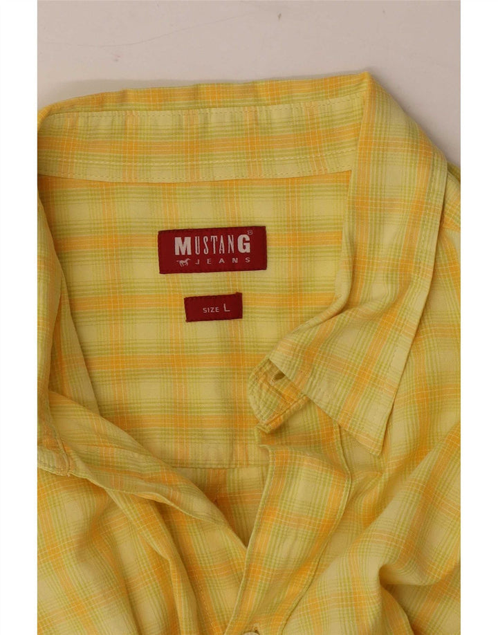 Camicia a maniche corte da uomo Mustang a quadri gialli grandi