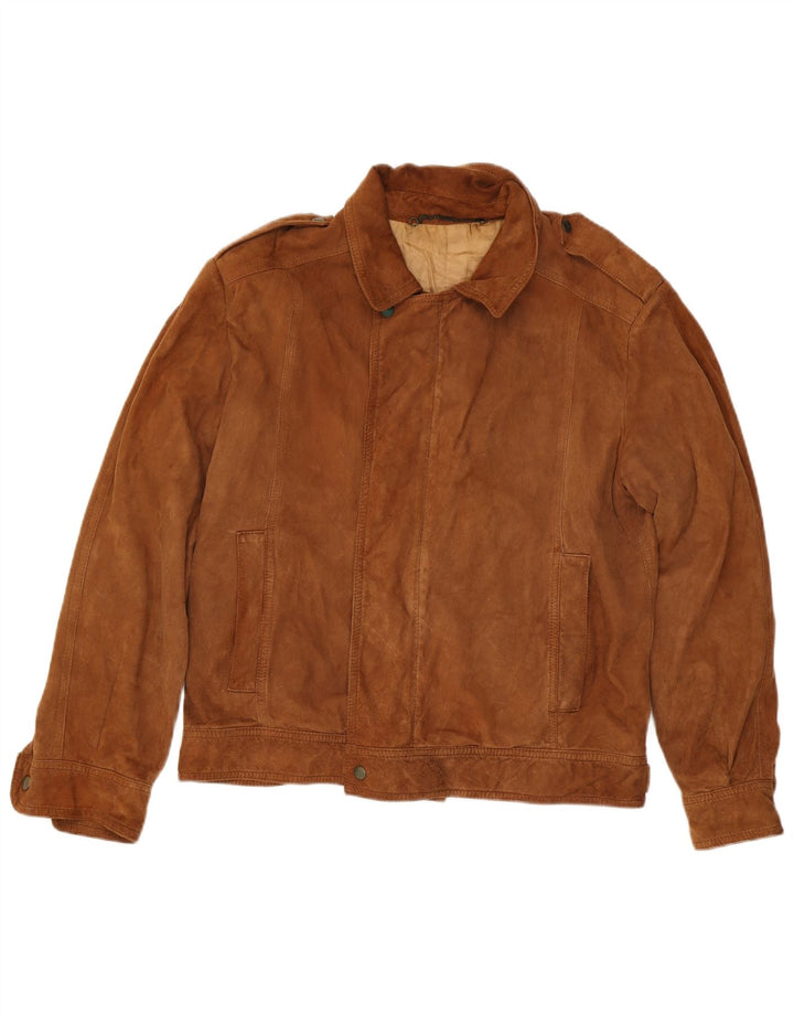Giubbotto bomber militare vintage in pelle scamosciata da uomo IT 52 XL Marrone